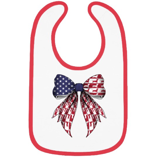Coquette Bow Dachshund Dog US Flag Patriotic Bibs