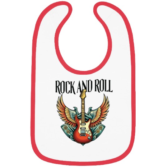 Vintage Retro 80s Rock Roll Music Guitar Wing Bibs