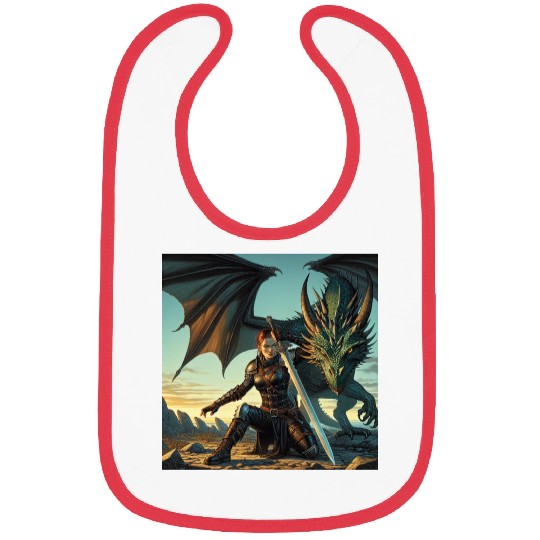 Warrior Woman & Dragon Bibs
