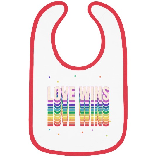 Love Wins Retro Rainbow Pride Typography Bibs