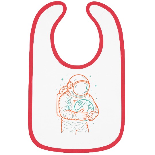 Cosmic Embrace – Neon Astronaut Holding Earth Bibs