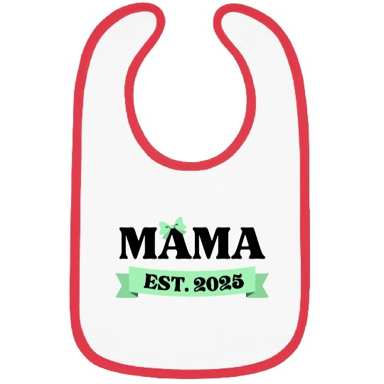 Mama Est. 2025 - Light Green Bow Maternity Design Bibs
