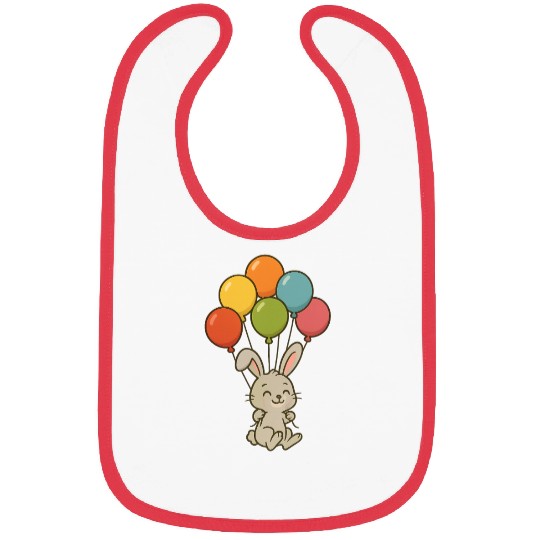 Cute Bunny with Balloons – Floating Rabbit Cartoon Bibs