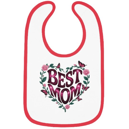 Trendy Best Mom Ever, Mother's Day Heart Floral Bibs