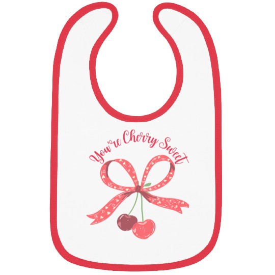 You're Cherry Sweet Cute Cherry Bow Pun Bibs