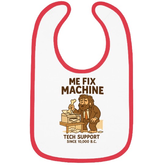 Office Tech Support Caveman Joke Daily Work Humor Bibs