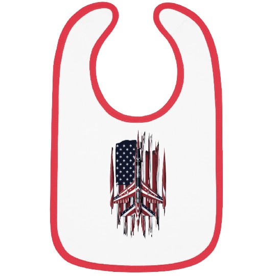 Patriotic Fighter Jet American Flag Art Bibs
