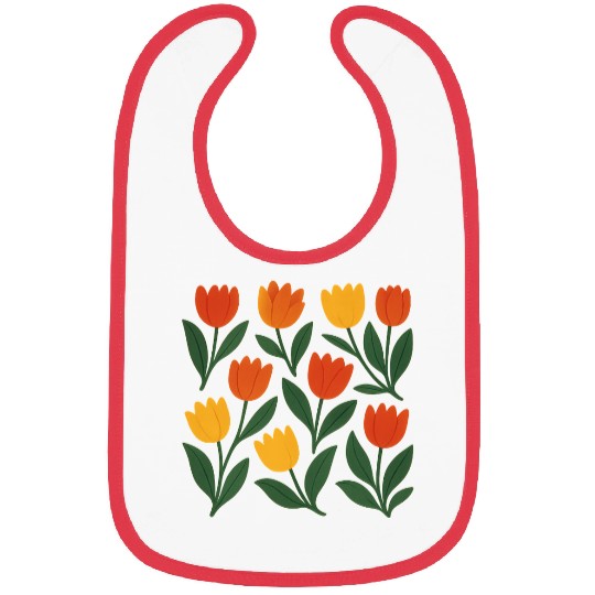 Bright Tulip Garden Pattern Bibs