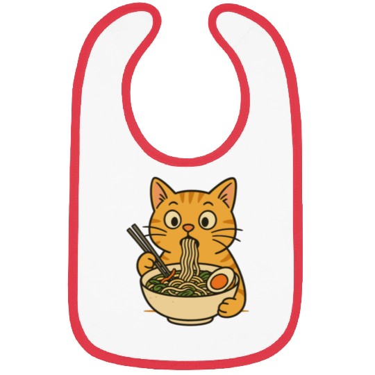 Cat Eating Ramen Bibs