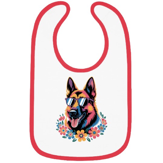 Neon German Shepherd with Sunglasses Bibs