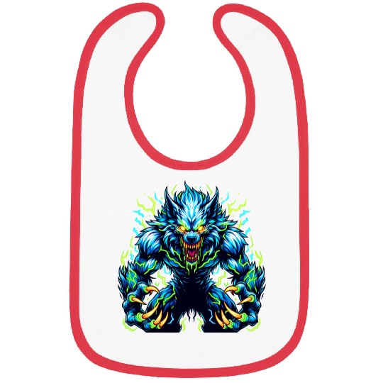 Neon Alpha Howler – Electric Werewolf Rage Bibs