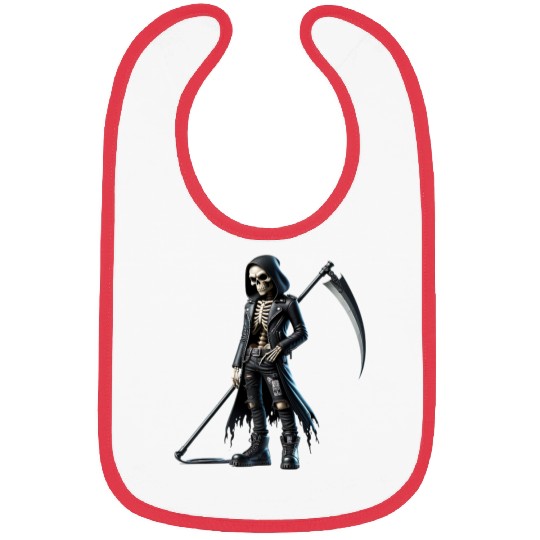 Dark Skeleton Warrior with Scythe and Hooded Jacke Bibs