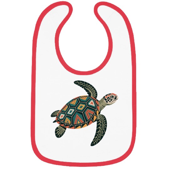 Sea Turtle Geometric Pattern Shell Bibs