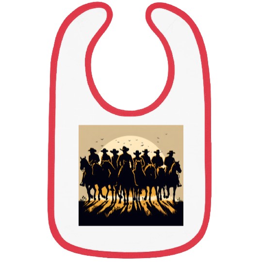 Western Sunset Cowboy Scene Bibs