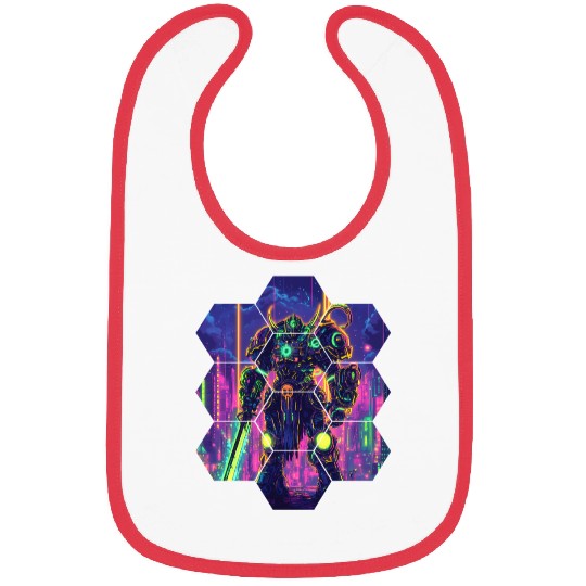Bright Sci Fi Warrior In Neon Colors Bibs