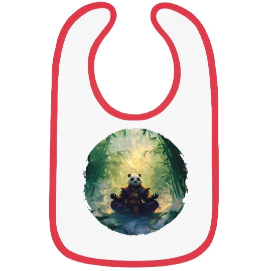 Panda Meditates In A Bright Bamboo Forest Bibs