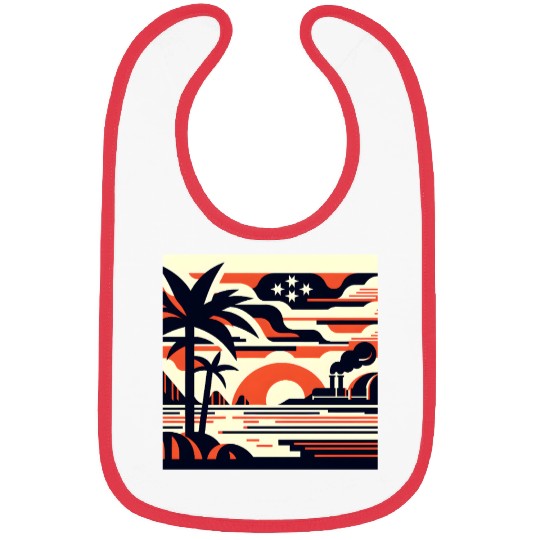 Twilight Palm & Factory Scene Bibs