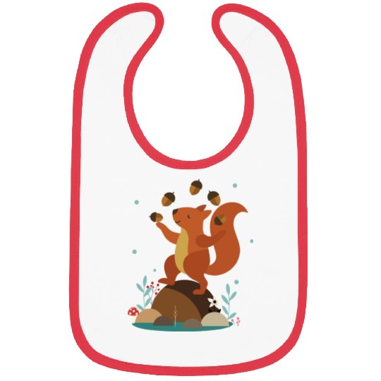 Juggling Squirrel - Funny Forest Scene Bibs