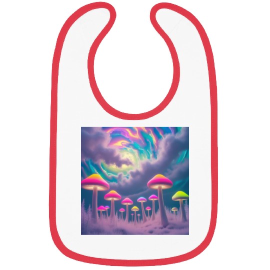 Neon Mushroom Forest – Psychedelic Minimalist Bibs
