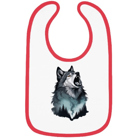 Howling Wolf Under the Northern Sky Bibs