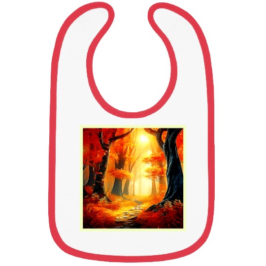 Autumn's Embrace: Fiery Forest Path Bibs