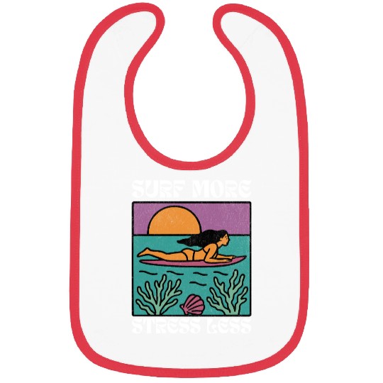 Surf More Stress Less | Tropical Sunset Surf Girl Bibs