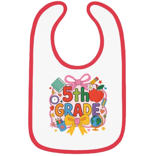 5Th Grade Back To School Colorful Bow Tie Stude Bibs