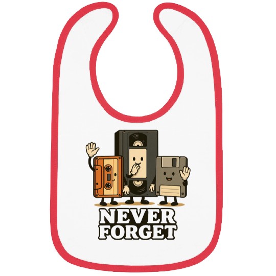 Retro Cassette Tape and Floppy Disk Design Bibs