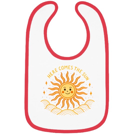 Here Comes The Sun Wavy Folk Art Retro 60s Bibs