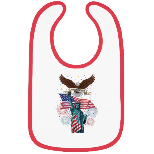 US flag with eagle and statue of liberty Bibs