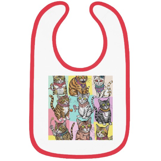 Psychedelic Cat Collage Bibs