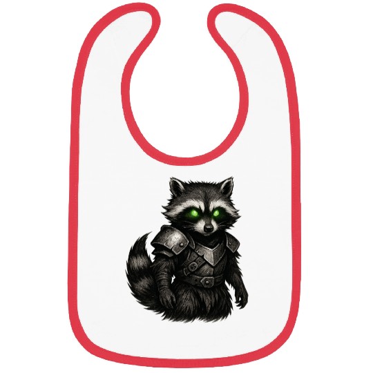 Armored Forest Raccoon – Glowing-Eyed Fantasy Ward Bibs