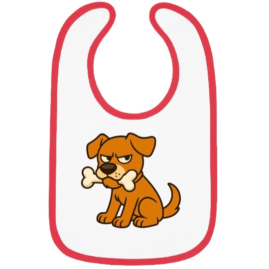 Grumpy Dog with Bone – Cute Cartoon Style Bibs