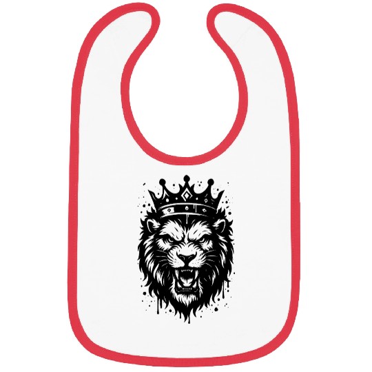 Royal Lion with Crown – Powerful Animal Motif Bibs