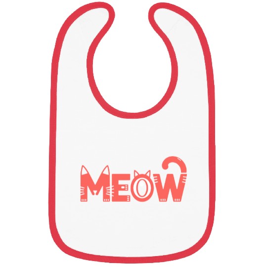 Playful Meow Cat Typography for Cat Lovers Bibs