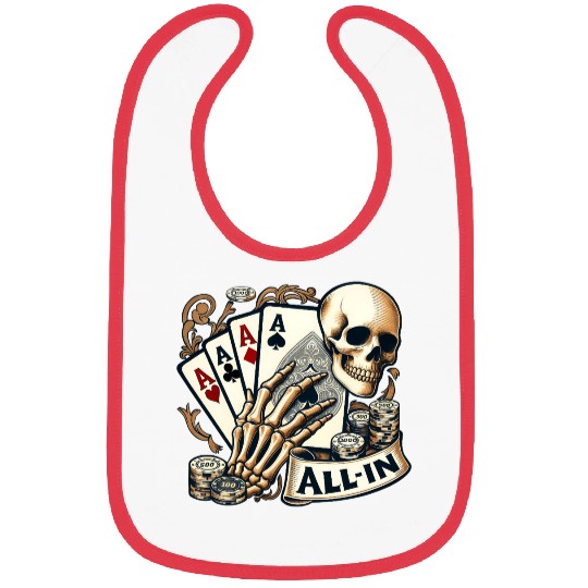 Casino Cards Gambling Skeleton Hand Gothic Bibs
