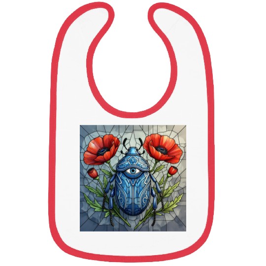Beetle stained glass bug design vibrant poppy Bibs