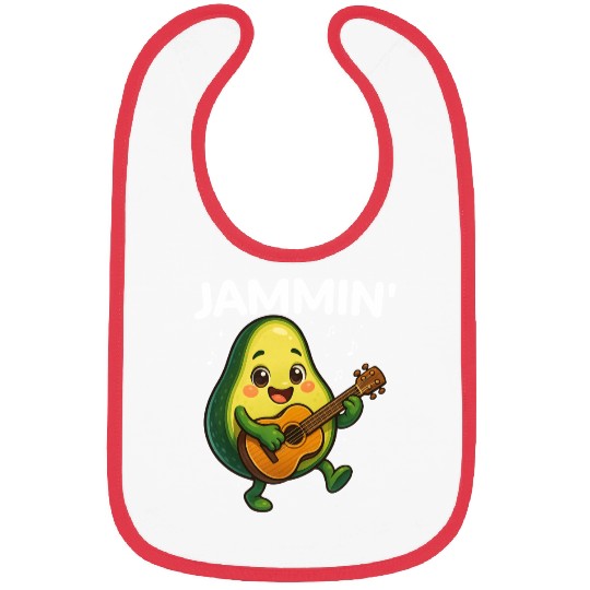 Jammin' Funny Cute Kawaii Avocado Playing Guitar Bibs