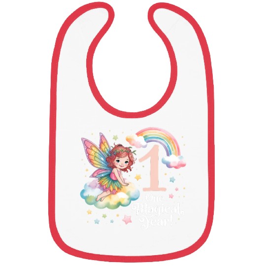 Magical Rainbow Fairy Elf 1st Birthday Girl Bibs