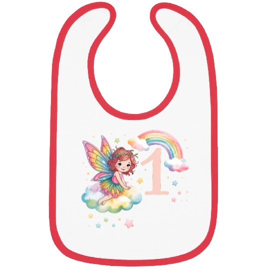 Magical Rainbow Fairy Elf 1st Birthday Girl Bibs