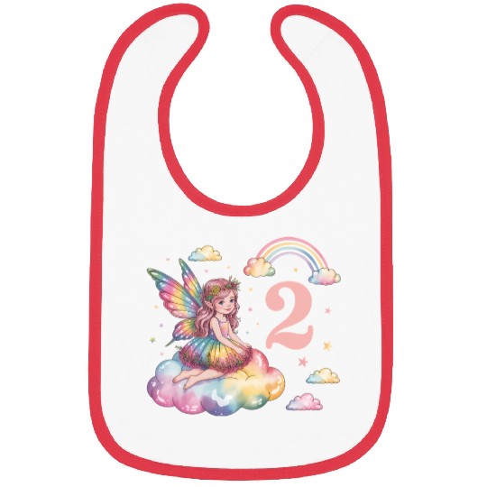 Magical Rainbow Fairy Elf 2nd Birthday Girl Bibs