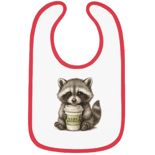 raccoon and coffee - design Kawa Zoomies Bibs