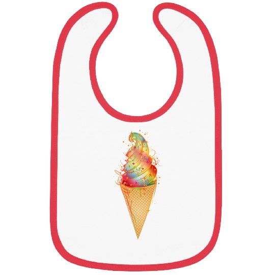 Artfully decorated ice cream in a waffle cone Bibs