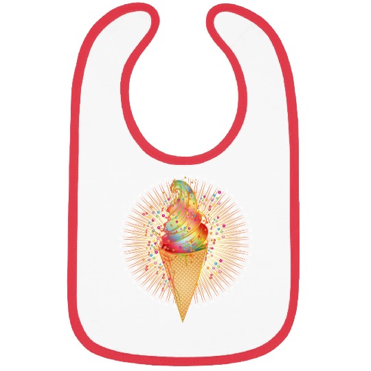 Artfully decorated ice cream in a waffle cone Bibs
