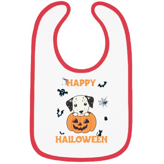 Dalmatian In Pumpkin Sweet Dogs Happy Halloween Bibs