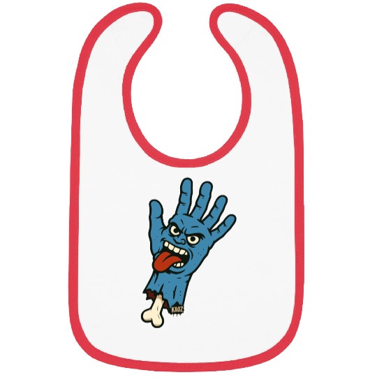 Crazy zombie hand cartoon with wild face Bibs