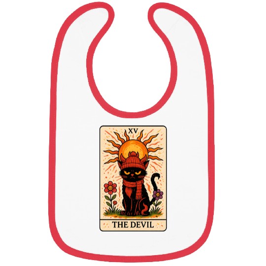 Devil Cat Tarot Card, Grumpy Cat Art, Mystical Bibs