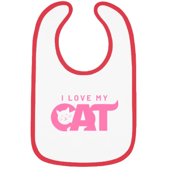 I Love My Cat – Cute Pink Cat Face Graphic Bibs