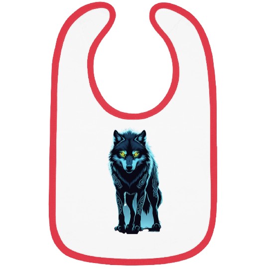 Tribal Night Wolf with Glowing Eyes Bibs