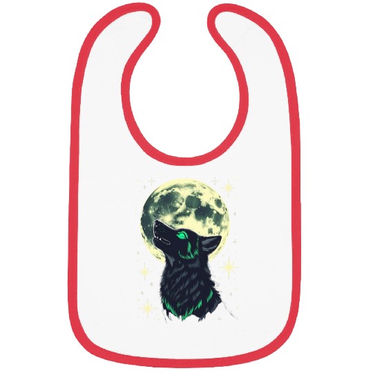 Celestial Howl – Mystical Wolf Under Moonlight Bibs